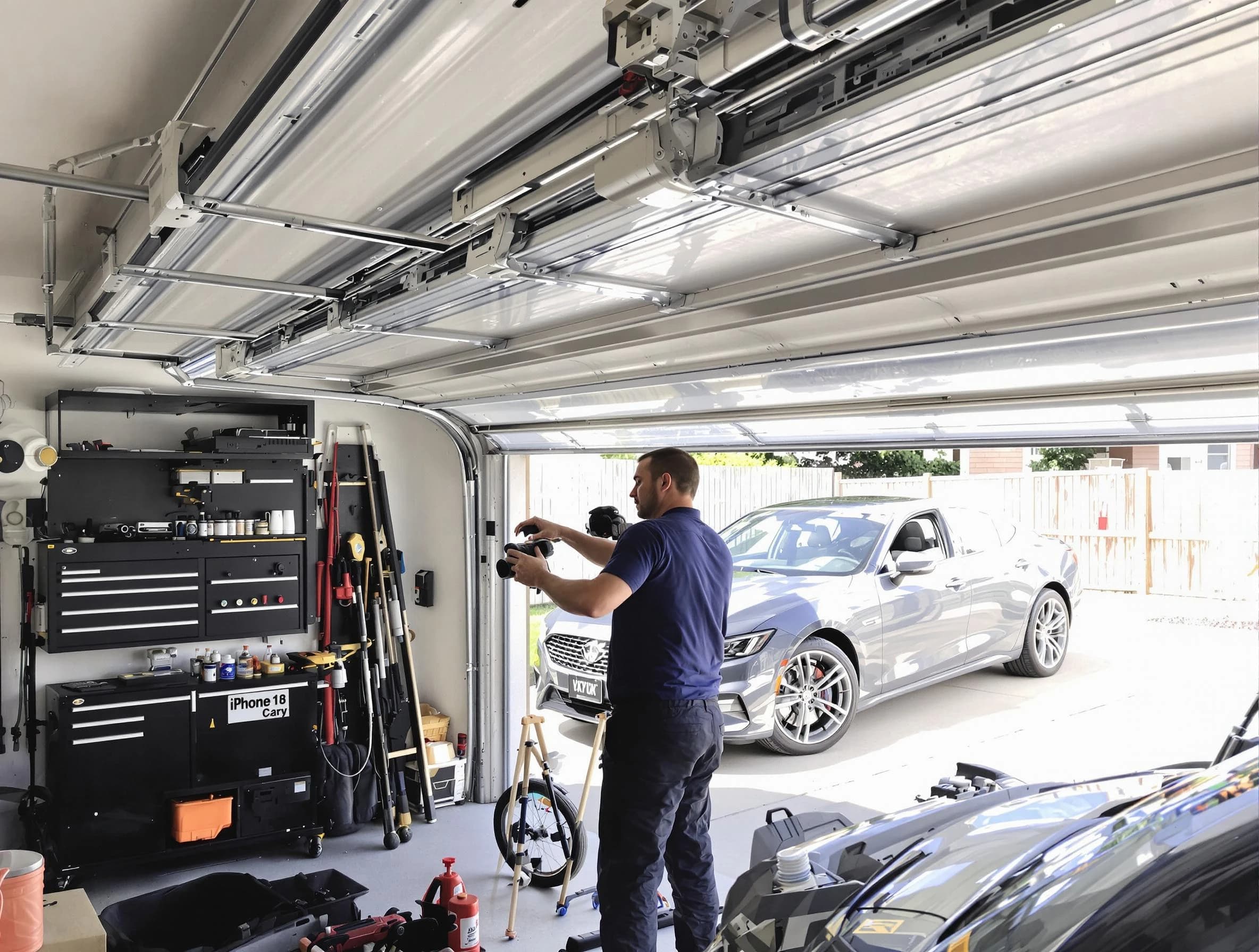 Saugus Garage Door Repair technician fixing noisy garage door in Saugus