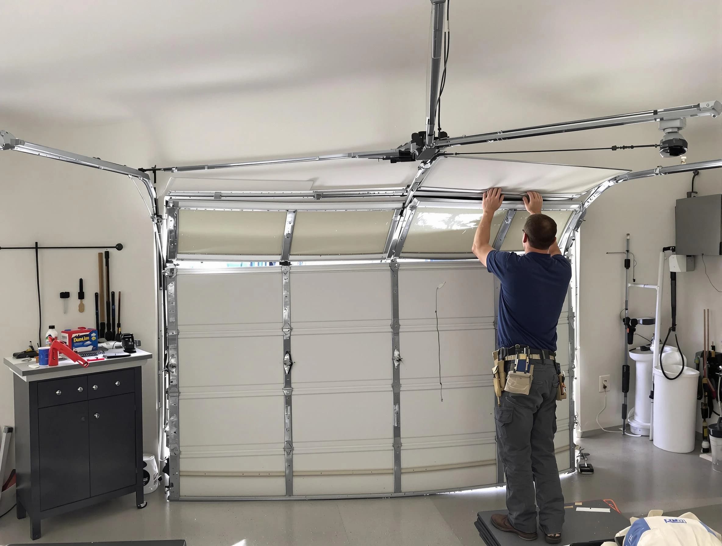 Saugus Garage Door Repair specialist performing precise section replacement on Saugus garage door