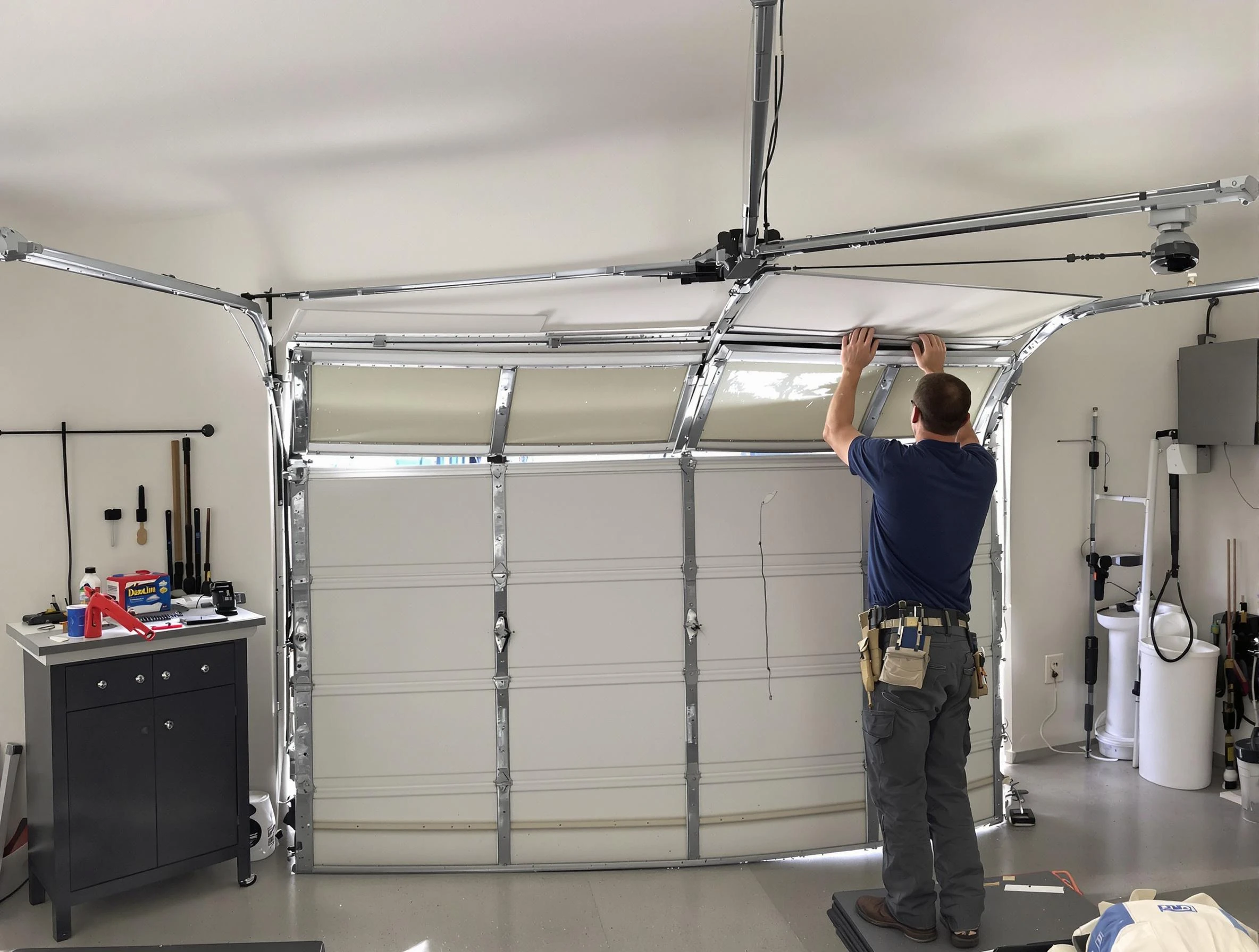 Saugus Garage Door Repair specialist performing precise section replacement on Saugus garage door